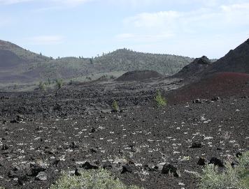 Craters of the Moon landscape with Cinder Cones and lava flow